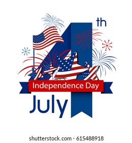 USA 4 july independence day design on white background