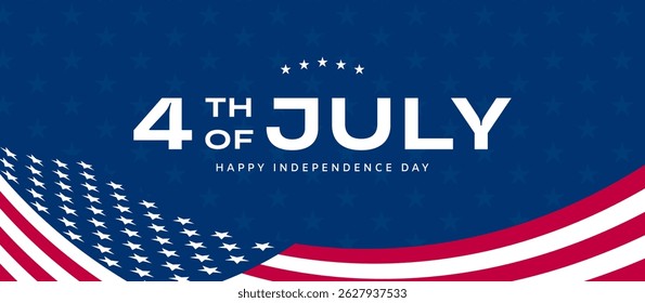 USA 4th July banner, American flag border, star background