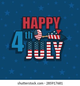 usa 4th of july decoration with text, balloon and fireworks
