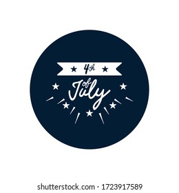 Usa 4th of july design with decorative stars and ribbon over white background, block silhouette style, vector illustration