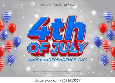 USA 4th july happy independence day with editable text effect