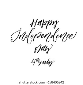 USA 4th july Happy Independence Day card. Ink illustration. Modern brush calligraphy. Isolated on white background.