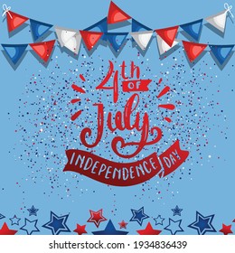 usa 4th of july independence day lettering background 4 July America celebration. Independence national holiday. Hand drawn lettering. Vector illustration for t-shirt, poster, wallpaper and print. USA