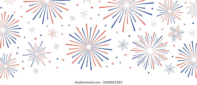 USA 4th of July independence day or president day celebration, festival vector banner, explosion firecracker background