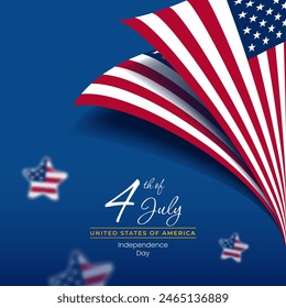 USA 4th July independence day social media square banner with balloons
