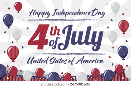 USA 4th of July Independence Day Balloons Background Frame Logo Material