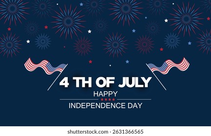 USA 4th of July Independence Day design of American flag with fireworks
