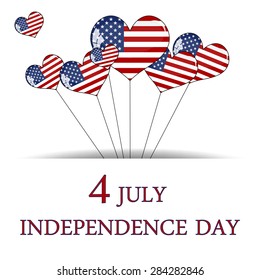 USA 4th July independence day or veterans day background with red white and blue party balloons