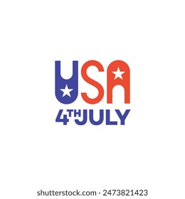 USA 4th of july label design template. Vector illustration.