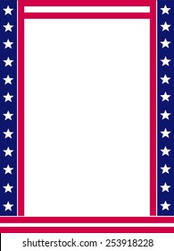 USA 4th of July stars and stripes frame design with empty white space on middle