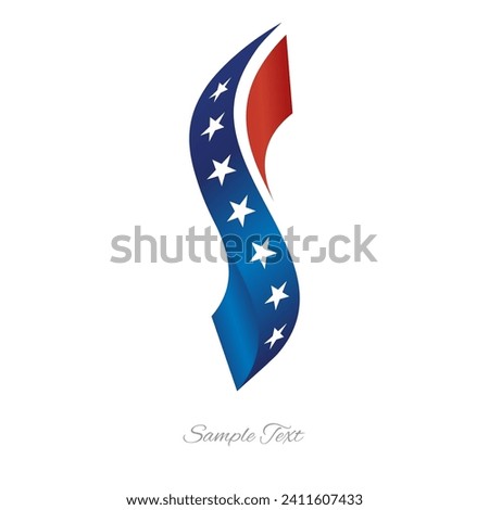 USA abstract 3D wavy flag ribbon. USA blue white red logo icon vector
