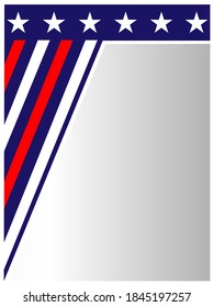 USA abstract flag corner border background with an empty space for text.	
