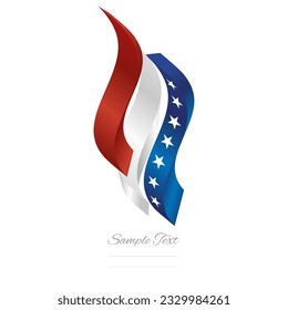 USA abstract flag logo icon. United States 3d flag ribbon banner isolated on white background