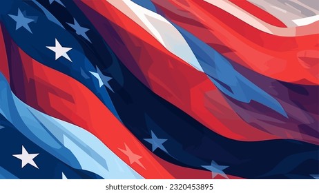 USA Abstract Flag Vector Background with elements of the american flag Star in red and blue colors