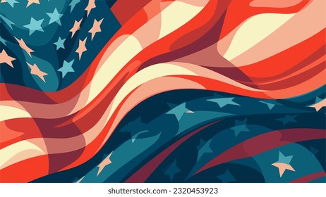 USA Abstract Flag Vector Background with elements of the american flag Star in red and blue colors Retro Color style