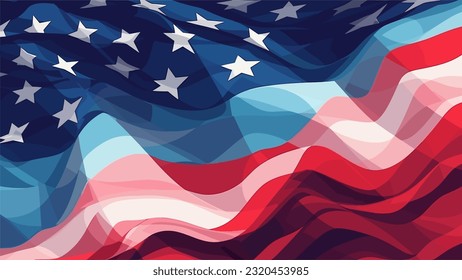 USA Abstract Flag Vector Background with elements of the american flag Star in red and blue colors