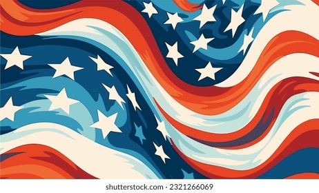 USA Abstract Flag Vector Background with elements of the american flag Star in red and blue colors Retro Color style