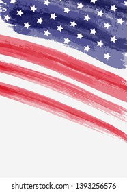 USA abstract grunge painted flag vertical banner. Template for United States of America national holiday banner, greeting card, invitation, poster, flyer, etc. 