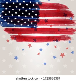 USA abstract grunge painted flag banner.Template for United States of America national holiday banner, greeting card, invitation, poster, flyer, etc. Grungy painted flag with abstract stars decoration