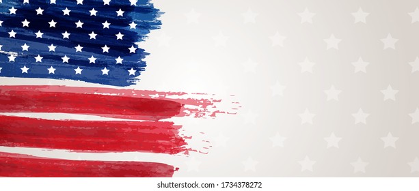USA abstract grunge painted flag vertical banner. Template for United States of America national holiday banner, greeting card, invitation, poster, flyer, etc. 