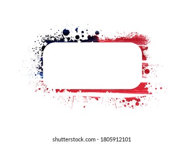 USA abstract grunge painted flag grunge frame. Template for United States of America national holiday banner, greeting card, invitation, poster, flyer, etc. 