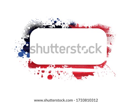 USA abstract grunge painted flag grunge frame. Template for United States of America national holiday banner, greeting card, invitation, poster, flyer, etc. 