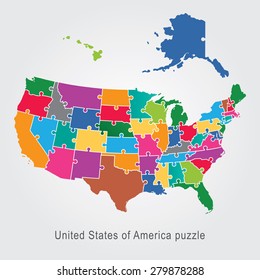 USA administrative map - puzzle