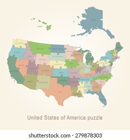 USA administrative map - puzzle
