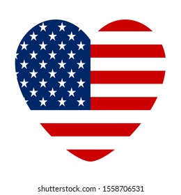 USA America flag heart shape vector illustration graphic design.