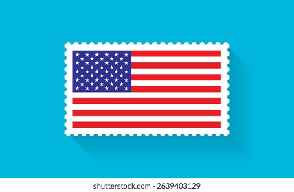 USA America Flag Postage Stamp on blue background