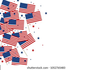 USA or america flag and star isolated on white background vector illustration