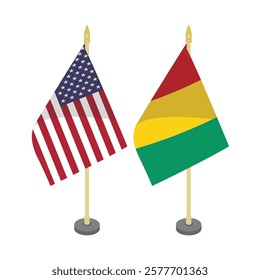 usa america and guinea pole flag flat vector design 