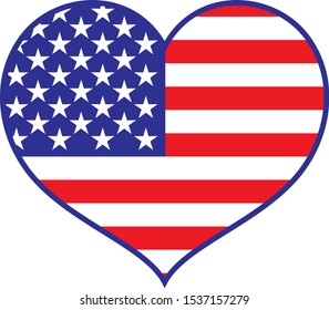 USA America heart flag design