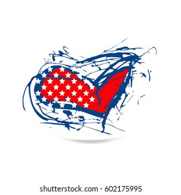 USA America heart flag. Symbol, logo USA. Hand drawing. Grunge style. Print on the T-shirt.