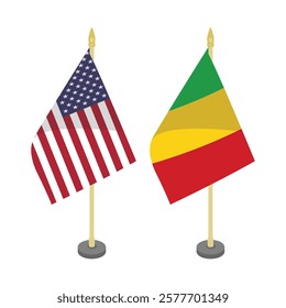 usa america and mali pole flag flat vector design 