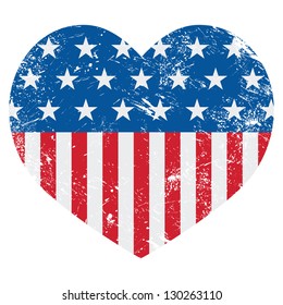 USA America retro heart flag - vector