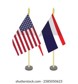 usa america thailand flag table