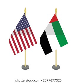 usa america and uea uni emirates arab pole flag flat vector design 