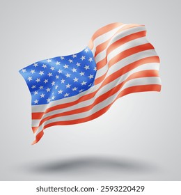 USA, America, vector 3d flag with waves on a white background