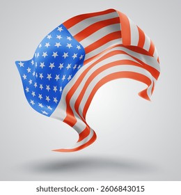 USA, America, vector 3d flag with waves on a white background