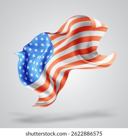 EE.UU., América, Vector 3d bandera con las olas en un fondo blanco