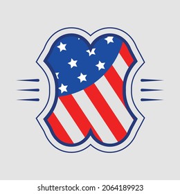USA or America vector flag with waving or 3d flag illustration, national symbol of the United States of America
