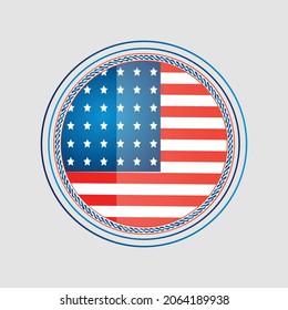 USA or America vector flag with waving or 3d flag illustration, national symbol of the United States of America