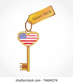 Usa American Button Flag Heart Shape
