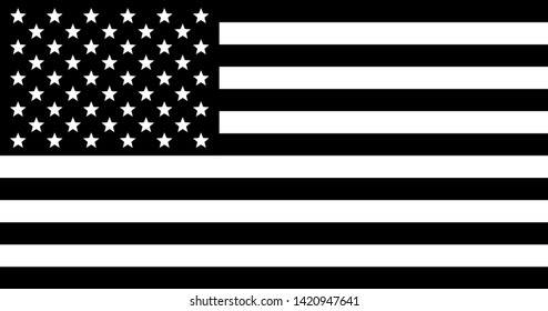 USA American flag, black and white, vector illustration.