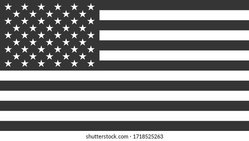 USA American Flag in Black & White - Vector Illustration