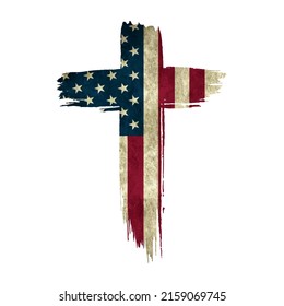 USA American Flag Cross Christian Religious Patriotic Vector