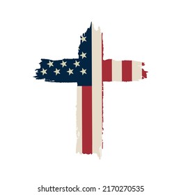 Usa American Flag Cross Christian Religious Stock Vector (Royalty Free ...