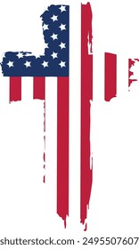 USA American Flag Cross Christian Religious Patriotic Vector illustration