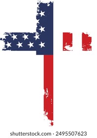 USA American Flag Cross Christian Religious Patriotic Vector illustration